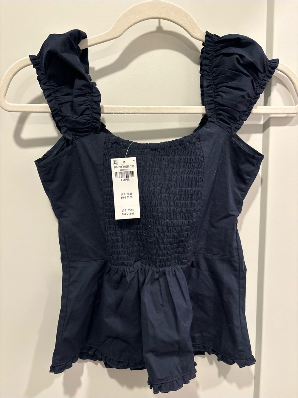 Hollister Navy Ruffle Strap Button-Front Top - Picture 2 of 4